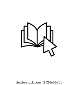 Open Book And Cursor Outline Icon Education Digital
