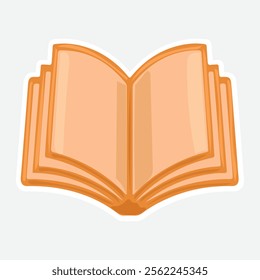 Open Book with Curved Pages Sticker. Vector sticker of an open book with curved pages. Perfect for educational and literary designs