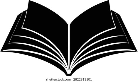 An open book with curved pages upward