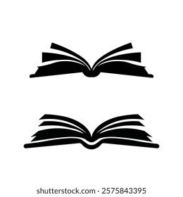 Open Book Design Silhouette Vector