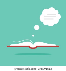 Open book with dialog bubble. Modern flat style. Vector icon