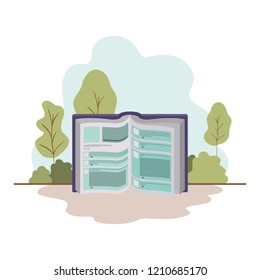 open book with digital content isolated icon