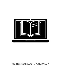 Open book displayed on a black laptop screen