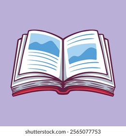 Open book doodle cartoon illustration