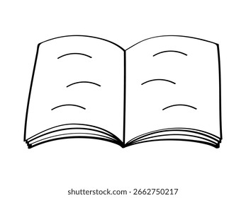 Abra el icono de Doodle del libro. Elemento de ícono de educación para App de concepto y Web móviles. Ilustración vectorial aislada sobre un fondo blanco.