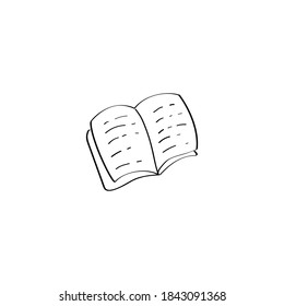 Open book doodle icon. Vector hand drawn illustration