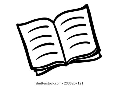 Abrir el estilo del doodle del libro. Leyendo fondo de concepto. Ilustración del vector aislada en fondo blanco