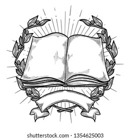 Open book drawn emblem