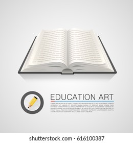 Open book education art on a white background. Vector illustration
