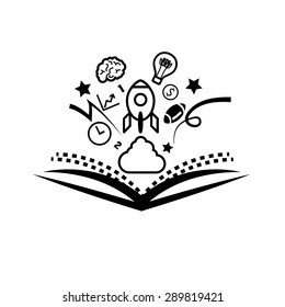Open book with education concept.
