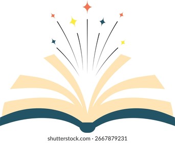 Libro abierto, concepto de educación. Ilustración vectorial aislada.