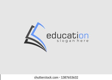 Open Book Education Flat Line Vector Logo Design
