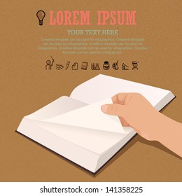 Open book and education icon set, vector design.