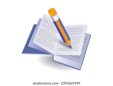 Open book education illustration concept with pencil