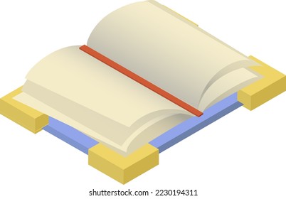 Open book education learn icon isolated in isometric 3d style isolated on white background. book on white background. Vector illustration.