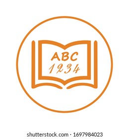 Open book, education, library, reading icon / orange color vector
