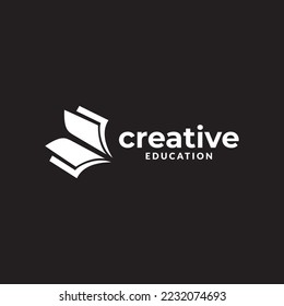 Open Book Education Logo Flat Vector Design