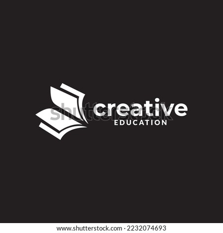 Open Book Education Logo Flat Vector Design