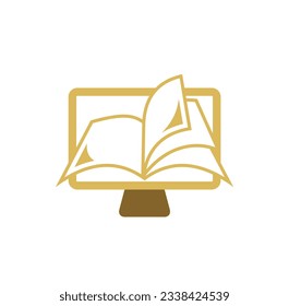 Open book education online computer logo vector image