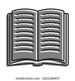 Open Book. Education At School, Knowledge Acquisition In The Library. Linear filled with gray color icon. Simple black and white vector