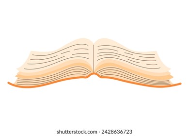 Open book with empty lined paper sheets. Vector illustration isolated on white background.