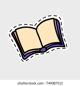 Open book with empty pages. Isolated image for badge, sticker or patch. Vector illustration