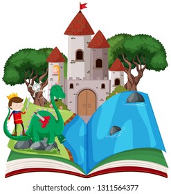 Open book fairy tale  theme illustration