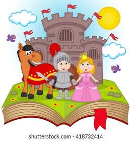 open book with fairy tale - vector illustration, eps