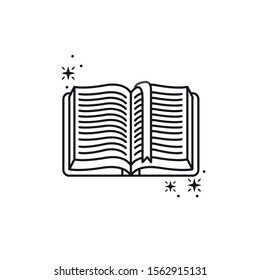 open book fantasy line design vector illustration