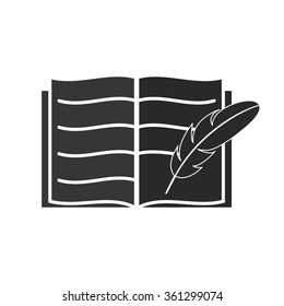 Open Book Feather Vector Icon Stock Vector (Royalty Free) 361299074 ...