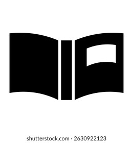 Ícone Abrir Preenchimento do Livro. Símbolo do Livro em Preto e Branco