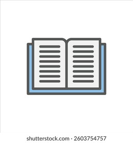 open book filled outline icon. book color line illustration.
