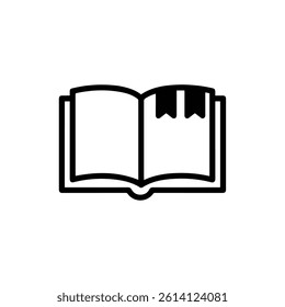 Open Book with Flag Tabs Sticking Out Minimal Black Icon