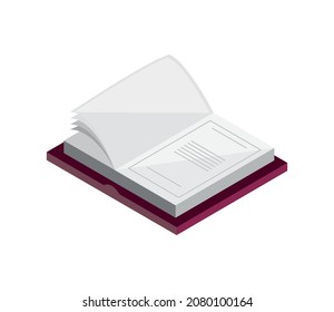 icono plano de libro abierto isométrico