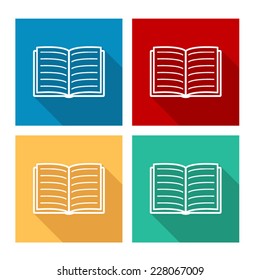 Open book  - flat icon with long shadow