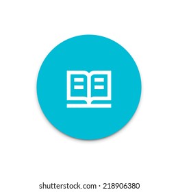 Open book flat icon on colorful floating ui action button. 