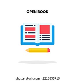 Open Book flat icon. Vector illustration on white background.
