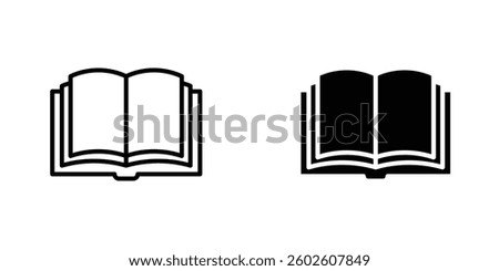 Open Book flat Icons in line outline and flat solid style on white background