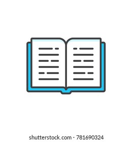 Open book flat line colored icon.