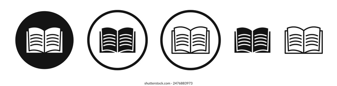 Open Book flat liner icon set.