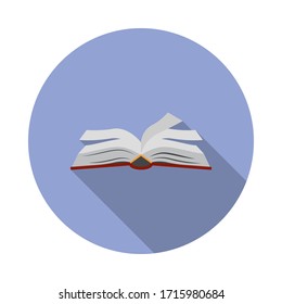 Open Book Flat Long Shadow Icon. Simple Color Vector Of Book Illustration Icons For Ui And Ux, Website Or Mobile Application