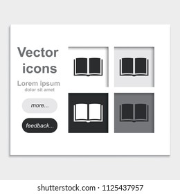 Open book flat placed on web page template vector icon.