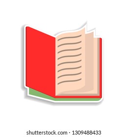 open book flat sticker icon. Elements of Book in color icons. Simple icon for websites, web design, mobile app, info graphics