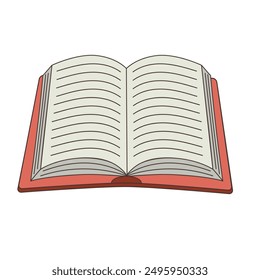 Open book. Flat style, children's illustration on white background.