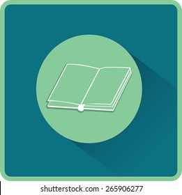 Libro abierto. Icono de vector plano