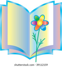 Open book with flower