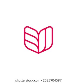 Libro abierto en forma de flores y hojas, diario y diario Vector de diseño de logotipos