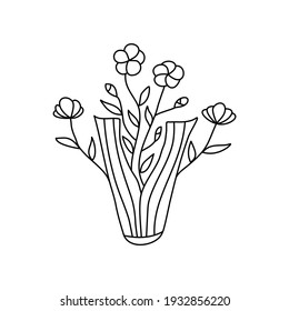 Open book with flowers sprigs. Conceptual illustration of write your own future. Vector concept for bookstore, literature club or library. Sketch illustration.