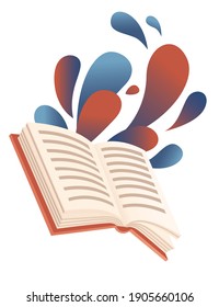 Open book with flowing abstract drops knowledge design symbol vector illustration on white background