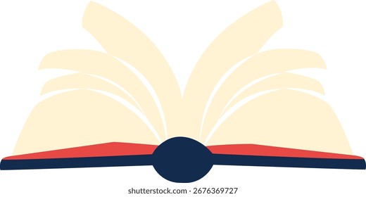 Open book with flowing pages, elegant illustration perfect for education, reading, or literary themes.


